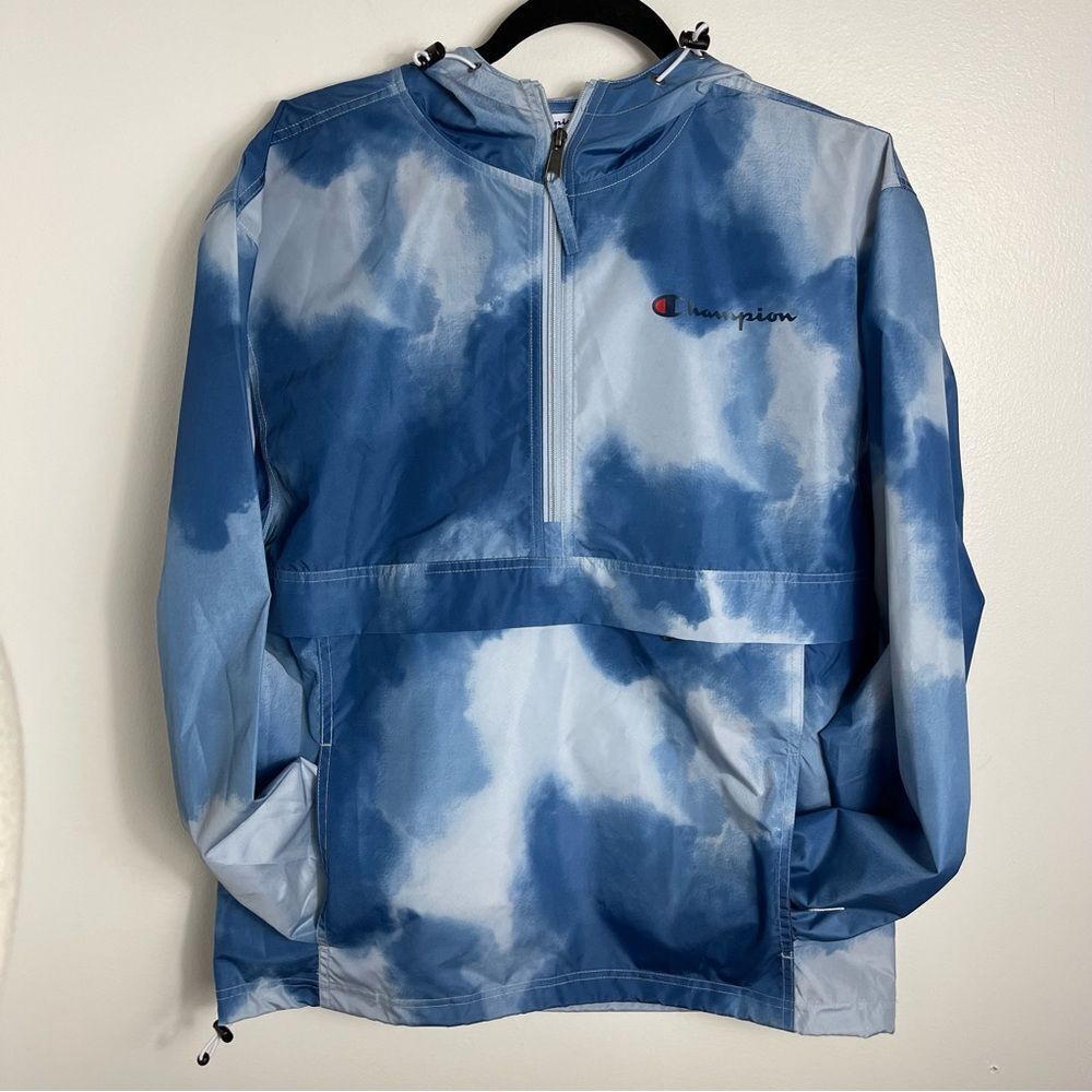 NWT Champion Packable Stadium windbreaker Jacket – Sky & Cloud dye -Men Small